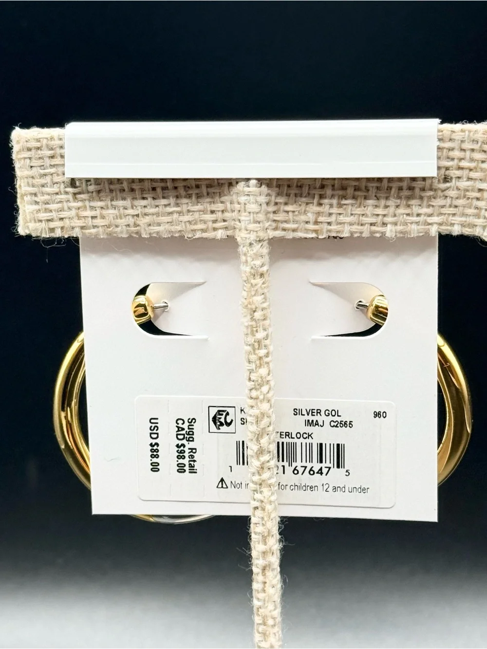 Kate Spade Gold/Silver Tone Interlock Hoop Earrings